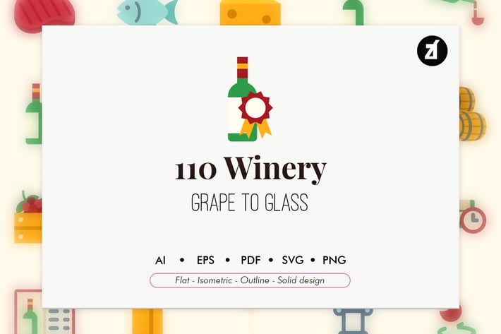 110 Winery elements icon pack