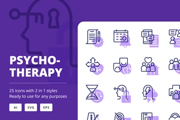 Psychotherapy Icons (Line and Solid)