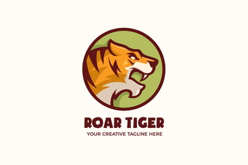 Roaring Tiger Wild Animal Mascot Character Logo