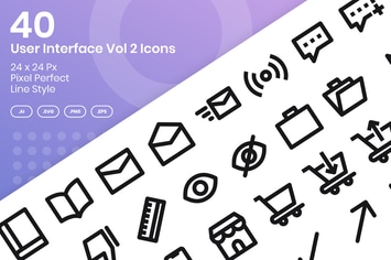 40 User Interface Vol 2 Icons Set - Line