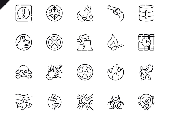 Simple Set Warnings Line Icons