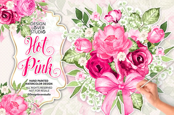 Watercolor HOT PINK design