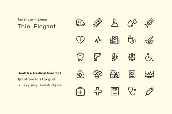 Health and Medical UI Icon Set - Linea