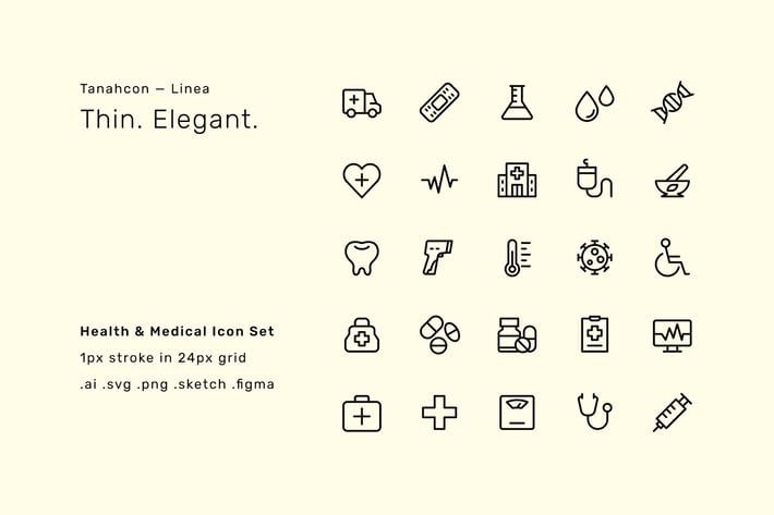Health and Medical UI Icon Set - Linea