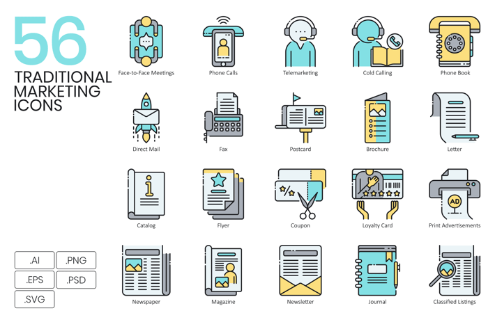 56 Traditional Marketing Icons