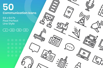 50 Communication Icons Set - Line
