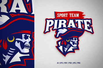 Skull pirate mascot sport and e-sport logo