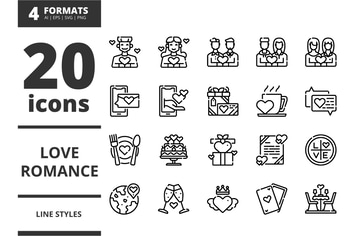 Love & Romance Line icons packs