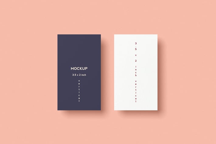 2 Sizes of Vertical Business Card Mockups Top View