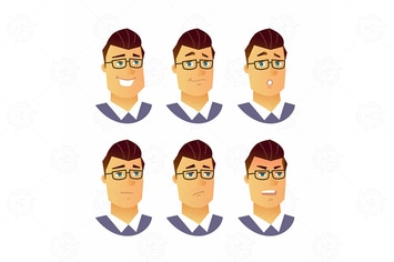Male Facial Expressions - vector illustration