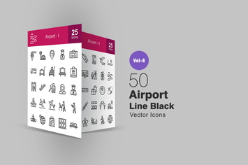 50 Airport Line Icons