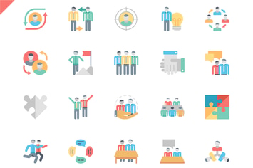 Simple Set Teamwork Flat Icons