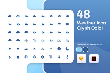 Weather Glyph Color Icon Set