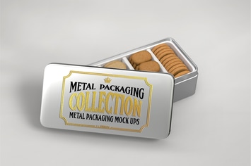 Metal Rectangular Cookie Tin Mockup