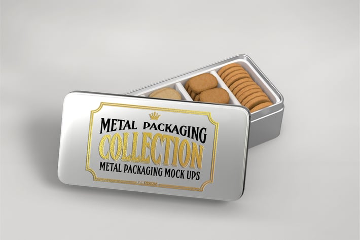 Metal Rectangular Cookie Tin Mockup