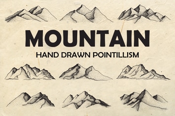 Mountain - Hand drawn Pointillism + BONUS