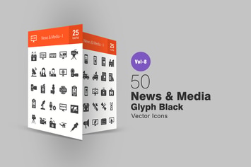 50 News & Media Glyph Icons