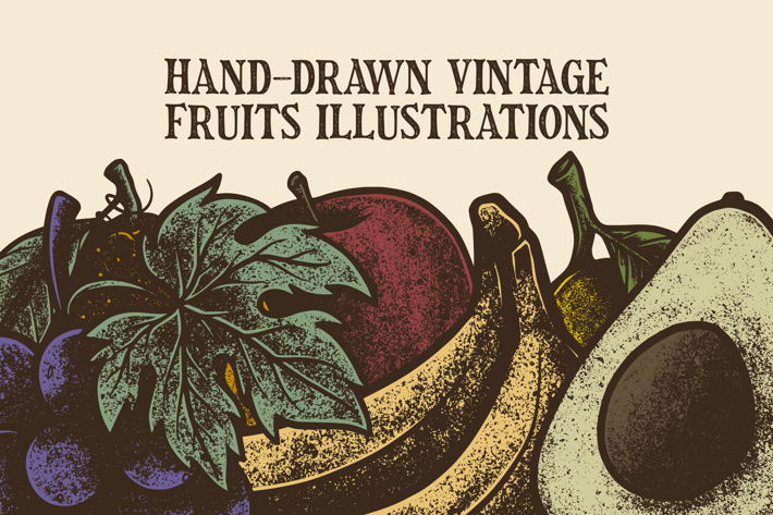 Hand-Drawn Vintage Fruits Illustrations
