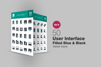 50 User Interface Blue & Black Icons