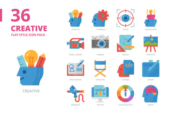 Creative Flat Style Icon Set