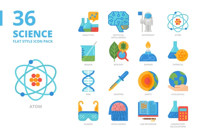 Science Flat Style Icon Set