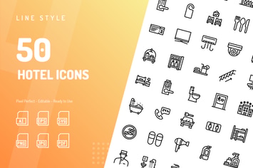 Hotel Line Icons