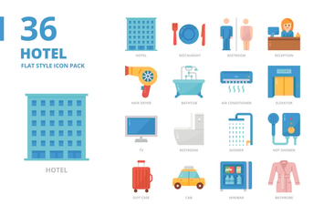 Hotel Flat Style Icon Set