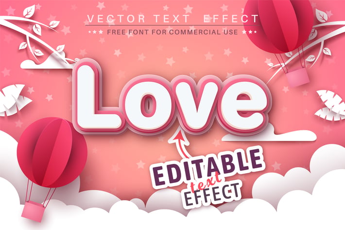 Love three layer editable text effect, font style