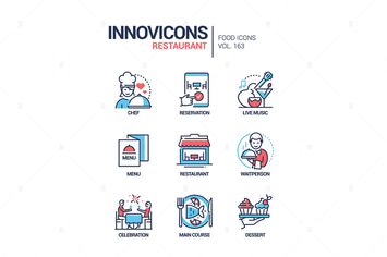 Restaurant - modern line design style icons set