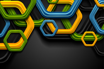 Colorful abstract tech hexagons background