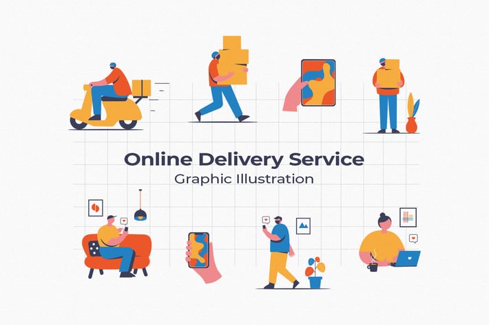 Online Delivery Service Graphic Illustration