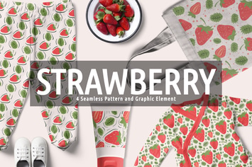 Strawberry Seamless Pattern And Graphic Element