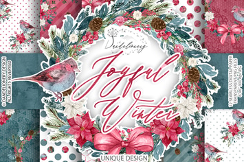 Joyful Winter digital paper pack