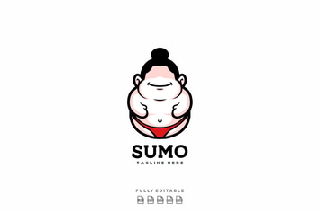 Happy Sumo Cute Logo Template 