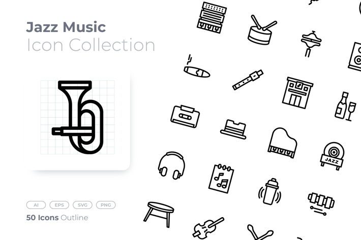 Jazz Music Outline Icon