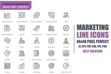 Simple Set Business and Marketing Line Icons