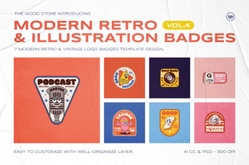 Modern Retro Illustration Badges Vol.4