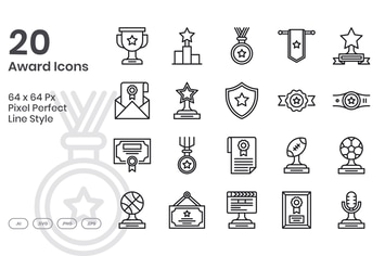 20 Award Icons Set - Line