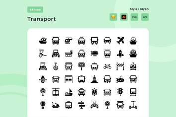 transport Glyph Style Icon Pack