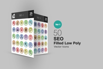 50 SEO Filled Low Poly Icons