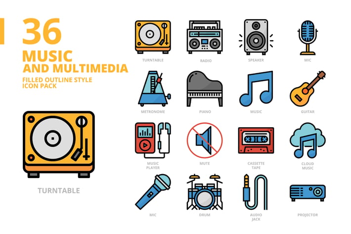 Music and Multimedia Filled Outline Style