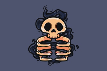 Cartoon Skull With Dark Smoke