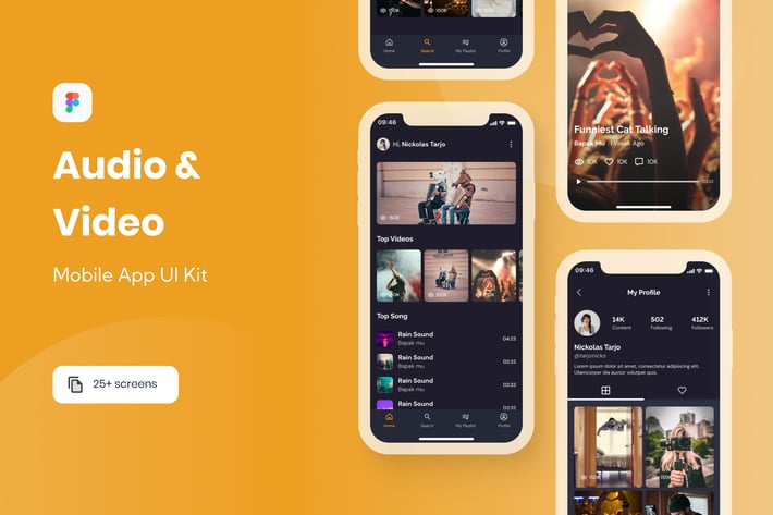 Audio & Video Mobile App UI Kit