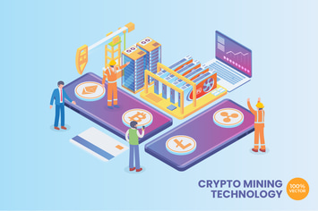 Isometric Crypto Mining Technology Vector Concept