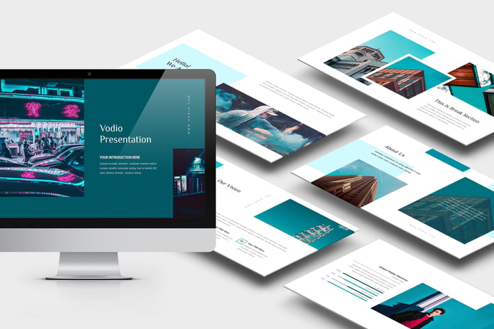 Vodio : Cyan Gradient Color Tone Powerpoint