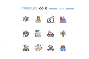 Nuclear Elements - Modern Line Design Style Icons