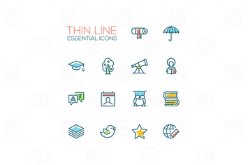 Education - Thin Single Line Icons Set