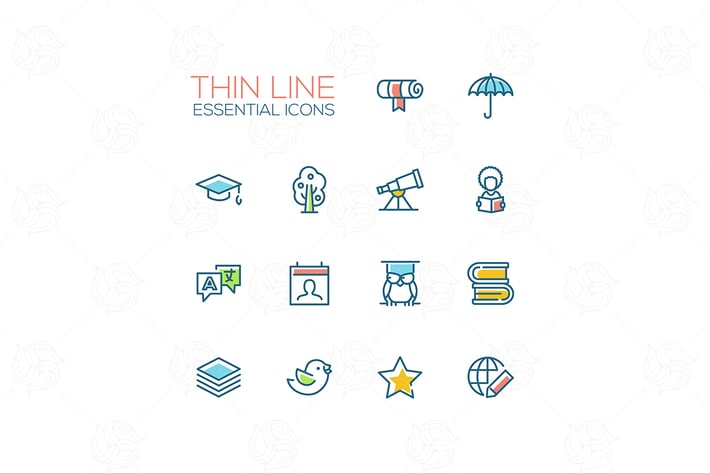 Education - Thin Single Line Icons Set