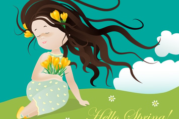 Cute girl with flowers 