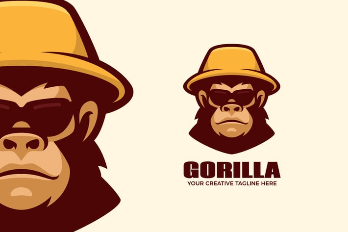Gorilla Wear Hat Cartoon Mascot Logo Template